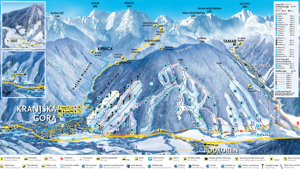 Karta skijališta Kranjska Gora 