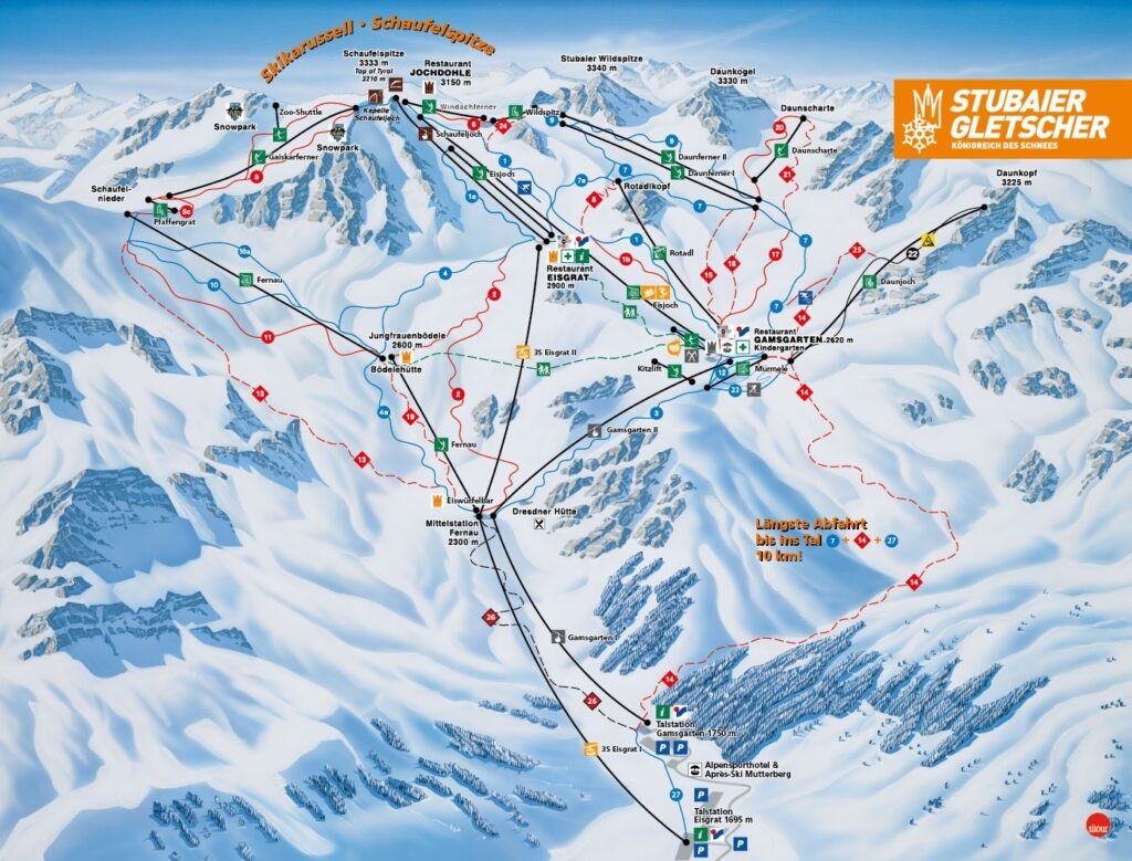 Stubai Gletscher ski mapa