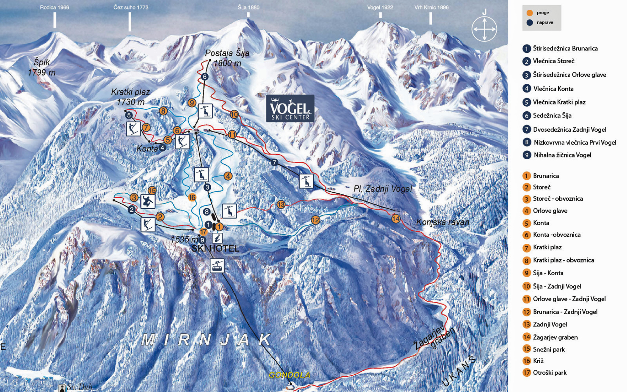Vogel ski mapa
